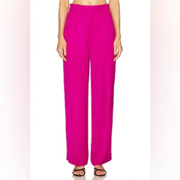New! A.L.C. Flynn High-Waisted Pleated Trousers 💕 size 0 NWT! Disco Pink 🪩 - Picture 6 of 13